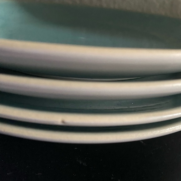 4 West Elm Light Blue Alta Organic Reactive Crackle Glaze Stoneware 8” Plates - Picture 13 of 15